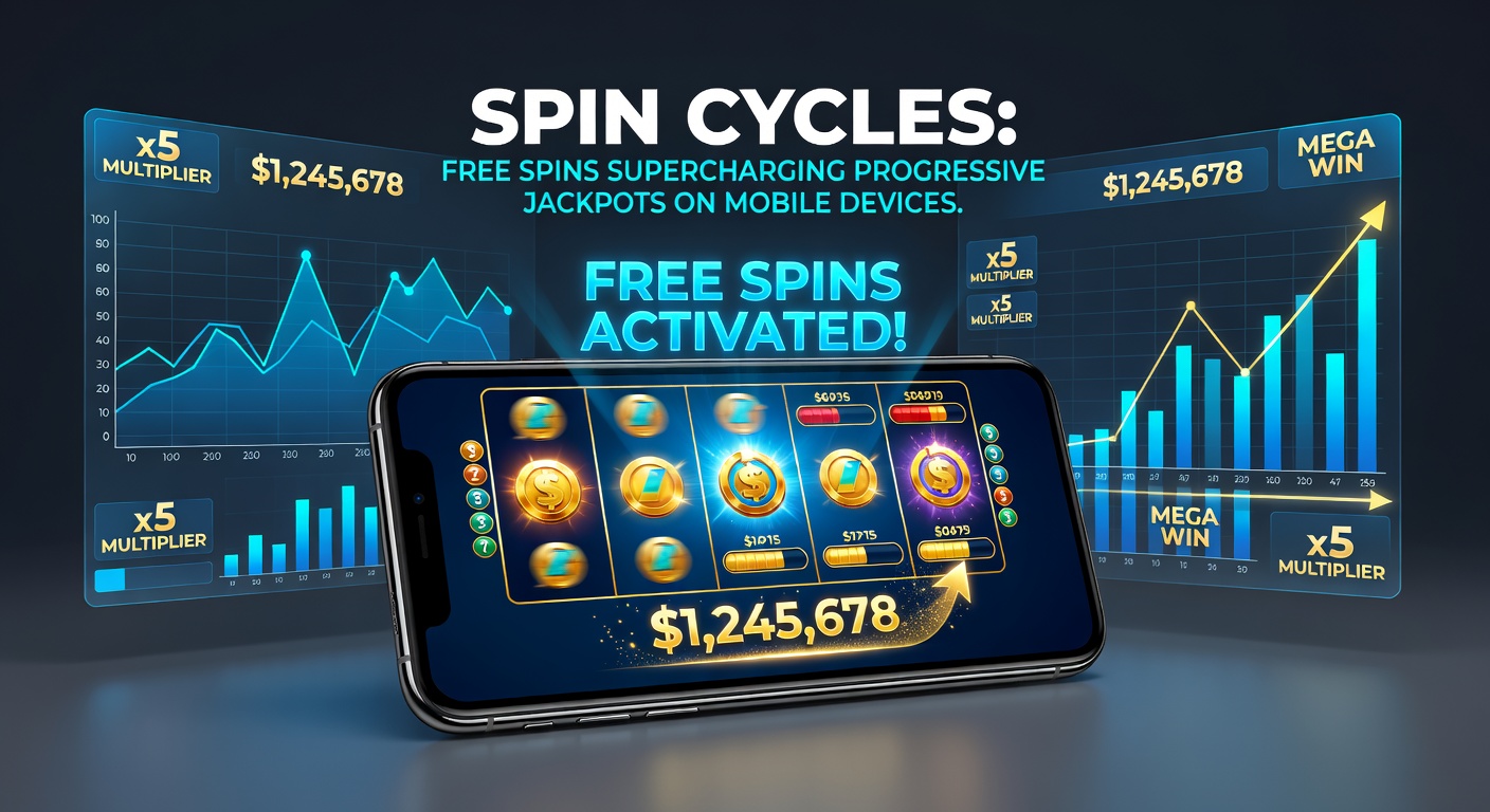 Detaillierte Darstellung eines mobilen Slot-Screens mit Free-Spin-Overlay, explodierenden Wilds und einem Progressiven Jackpot-Meter, das rapide ansteigt